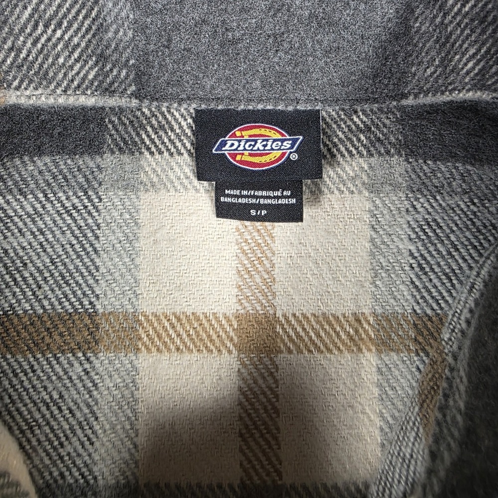 Dickies Women Flannel Shacket Jacket Small Gray Plaid Button Up Warm Workwear - Picture 5 of 14